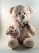 Teddy Bear With Stuffed Heart Plush Cream Hug Me 13&quot; Tall - $12.99