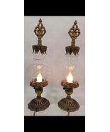 Pair Cast Metal Electric Parlor Lamps Fleur-de-lis Toppers Victorian - €106,05 EUR