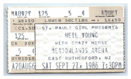 Neil Jung Konzert Ticket Stumpf September 27 1986 East Rutherford Neu Jersey - $49.48