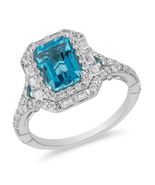 Enchanted Disney Cinderella 2 Ct Blue Topaz Ring, Dual Halo Anniversary ... - £94.38 GBP