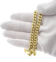 24&quot; Miami Cuban Link Chain Men Necklace Gold Stainless Steel 7mm G15 - $16.82