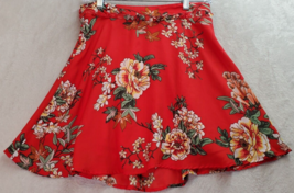 Sadie &amp; Sage Flare Skirts Womens Medium Red Floral Polyester Lined Elastic Waist - £14.50 GBP