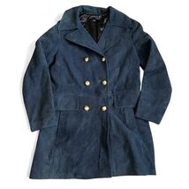 VTG Scully Women’s Military Aviation Pea Coat Sz 12 Blue Suede Double Br... - $1,817.49 MXN
