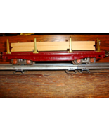 LIONEL PREWAR O GAUGE 811 FLAT CAR TINPLATE LUMBER LOAD   MAROON  ORIGIN... - $25.00