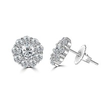 3Ct Round Cut Moissanite D/VVS1 Stud Earrings 14K White Gold Screw Back $695 - £124.14 GBP