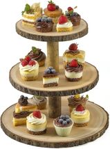 Elegant 3-Tier Rustic Wooden Cupcake Stand for Celebrations &amp; Events - $77.17