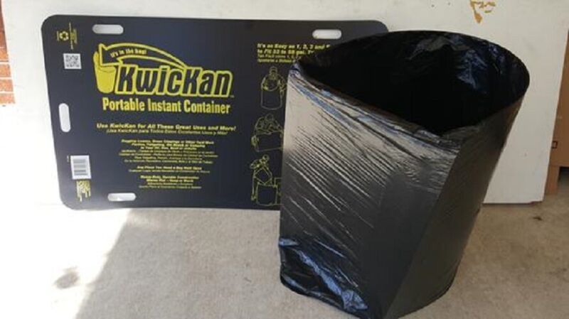Reusable Trash Bag Opener Holder KwicKan Instant Garbage Container 33-55... - $22.77