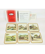 Vintage Set 6 Pimpernel Coasters ENGLISH VILLAGE Acrylic Finish Square C... - £10.24 GBP