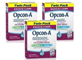 Bausch &amp; Lomb Opcon-A Eye Drops,  Twin bottles 15 ml Exp 06/2024 Pack of 3 - $19.79