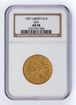 1907 G$10 Gold Liberty Head Graded by NGC as AU-58! Released by GSA - £2,991.38 GBP