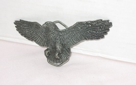 3D Spread Wings Eagle Pewter Belt Buckle; By Indiana Metal Craft USA 1979 - £15.55 GBP
