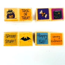8 Halloween Wood Rubber Rubber Stamps Spooky Stuff Trick Or Treat Happy ... - £23.69 GBP