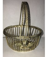 Candy Decorative Christmas/Easter Gift Gold Plated Basket 4&quot; X 5&quot;-RARE V... - €25,19 EUR