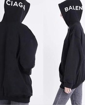 NWT Authentic Balenciaga Black Logo Unisex Oversize Sweatshirt Hoodie XS... - £210.81 GBP