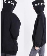 NWT Authentic Balenciaga Black Logo Unisex Oversize Sweatshirt Hoodie XS... - £209.64 GBP