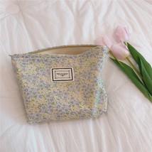 Women Makeup Bag Cotton Fabric Floral Clutch Cosmetic Bag Large Travel Toiletry  - £17.73 GBP