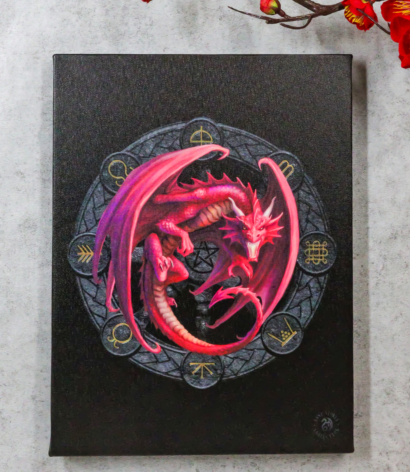 Anne Stokes Lammas Drake Sabbats Wheel of The Year Dragon Canvas Wall Decor - $17.99