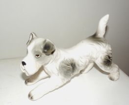 VINTAGE Japan DOG FIGURINE Gray Black 7&quot; - $16.82