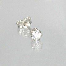 Unisex Single Stud Earring In 0.08ct Natural Diamond With 14k White Gold - £165.96 GBP