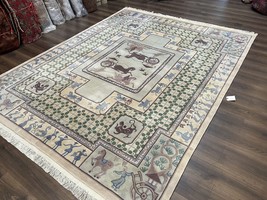 Chinese Wool Rug 8x10 Horses and Chariots Vintage 1960s Asian Oriental Carpet - £1,421.66 GBP