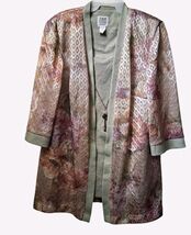 R&amp;M Richards Women's Floral Print Kimono Jacket With Attached Necklace - $24.10
