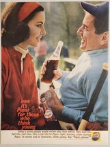 1961 Print Ad Pepsi Cola Soda Pop Happy Baseball Couple Drink from Bottles - £14.19 GBP