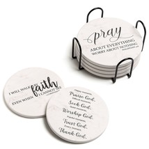 Coasters For Drinks With Bible Verses, Set Of 6 Absorbent Drinks Coasters With H - £25.27 GBP