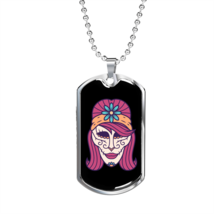 Calavera Mexican Sugar Skull 8 Color Necklace Stainless Steel or 18k Gold Dog T - £37.92 GBP+