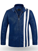 Blue Leather Jacket Men Moto Pure Lambskin Biker Size S M L XL XXL Custom Made - £119.48 GBP