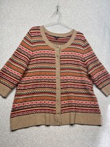 Talbots Fair Isle Style Wool Blend Cardigan Sweater Womens Plus 3X 3/4 Sleeve - £29.45 GBP