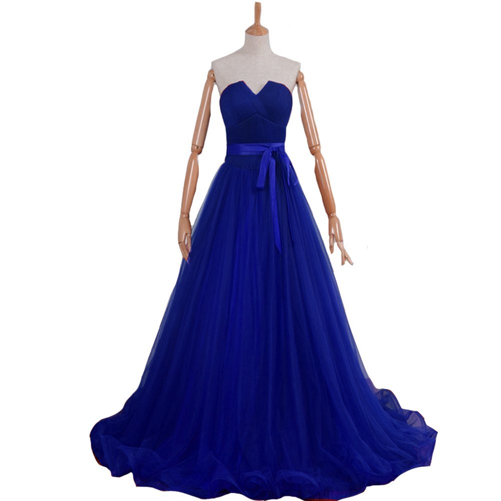 Kivary Tulle A Line Criss Cross Sash Long Simple Dropped Corset Prom Evening Dre