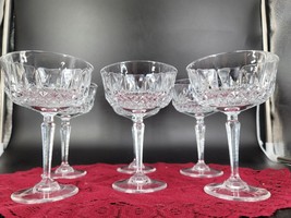 Vintage Champagne Glasses 5.5&quot;x 4&quot; Crystal Clear Stemmed  Set of 6 Fruit... - £28.17 GBP
