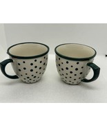 Set Of 2 Pioneer Woman Coffee Mug Retro White &amp; Green Polka Dots 16oz Wi... - £14.48 GBP