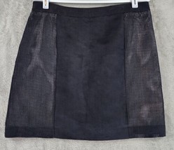 Worthington Skirt Womens 10 Black Faux Suede Mesh Retro a Line Mini - £17.11 GBP