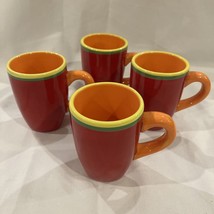 4 Dansk Caribe ~ Aruba Orange Square Ceramic Hand Painted Mugs New - £22.75 GBP
