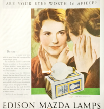 1930 Edison Mazda Lamps Light Bulbs Advertisement General Electric DWJJ19 - $41.12 CAD