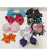 Little Girl Hair Bows Barrettes 3&quot; to 7&quot; Polka Dots Lot of 9 Various Colors - £10.65 GBP