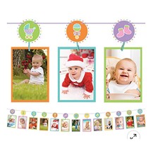 Baby Shower Photo Garland Capture Baby&#39;s Milestones Holds 13 Photos - £4.74 GBP