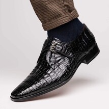 genuine caiman crocodile dress monk strap Shoes Rovigo Black image 6