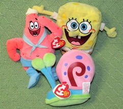 Ty Spongebob Lot B EAN Ie Babies Patrick Barnacleboy Gary The Snail Plush Stuffed - £29.71 GBP