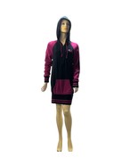 TRUE RELIGION Women&#39;s Half Zip Hoodie Dress Black &amp; Pink Cotton Size M/M - $53.99