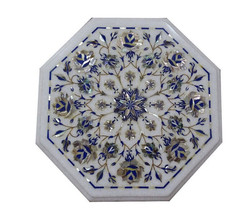 White Marble Center Table Top Semiprecious Pauashell Stone Floral Arts H... - £1,315.97 GBP+