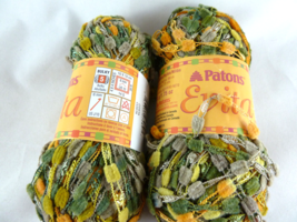 2 Skeins Patons Evita Nylon 50 g 1.75 oz each color COSTA Green orange - £6.18 GBP