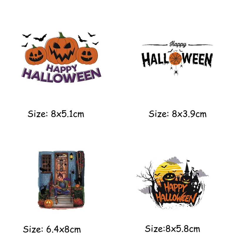 Buy Happy Halloween Heat Transfer Patches Iron On Clothes Stickers Pumpkin Gift - £15.02 GBP