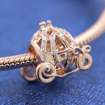2020 Winter Release Rose Gold Rose™ Disney Cinderella&#39;s Sparkling Carriage Charm - £13.74 GBP