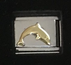 Gold Plated Dolphin Italian Charm Enamel Link 9MM K47 - £11.79 GBP