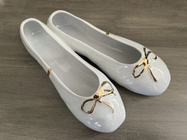 MCM Ceramic Ballet Slippers | White with Gold Bows &amp; Trim | Wall Hanging - £10.27 GBP