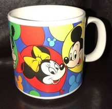 Vintage Disney Ceramic Mug Cup Minnie &amp; Mickey Mouse Donald Pluto Goofy Colorful - £8.78 GBP