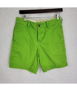 Hollister Womens Boyfriend Shorts 29 Green Button Fly Flat Front 7&quot; Inseam - £19.09 GBP