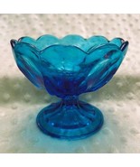 Vintage Anchor Hocking Fairfield Aqua Blue Pedestal Compote Candy/Nut Dish - $319.76 MXN